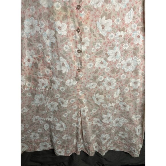 PINKK Housecoat Duster Women's Size L Robe Floral Pockets Snaps Tie Quilted - Picture 6 of 15